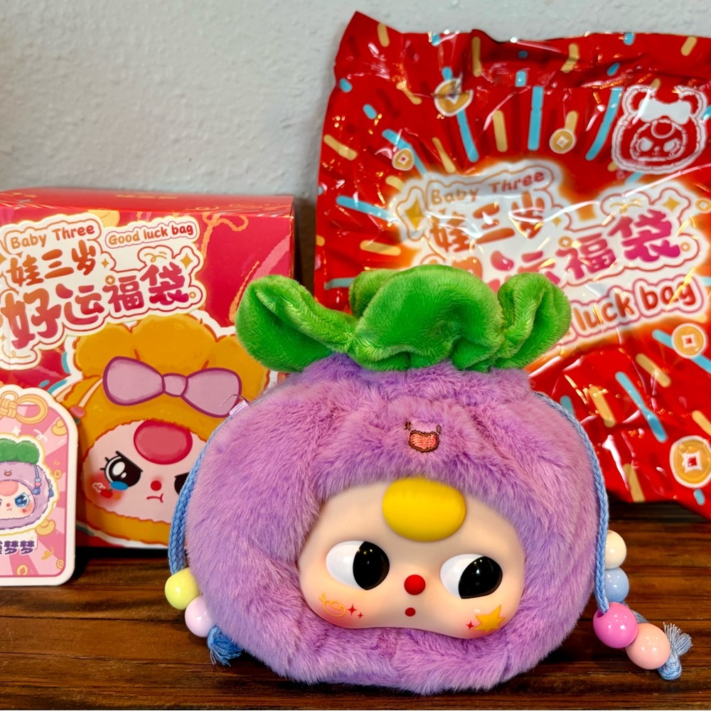 Baby Three BB3 Good Luck Bag Plush Blind Box, Confirmed Purple, Star Cheeks